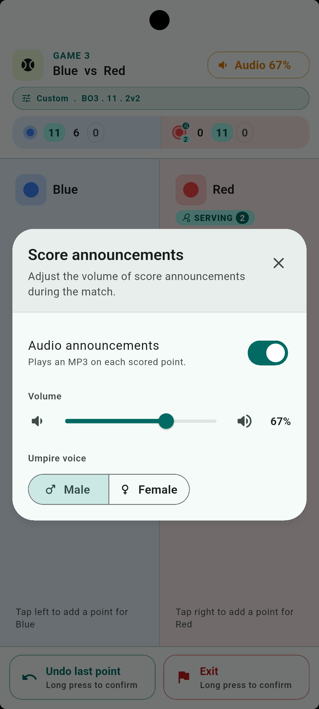 Voice announcements