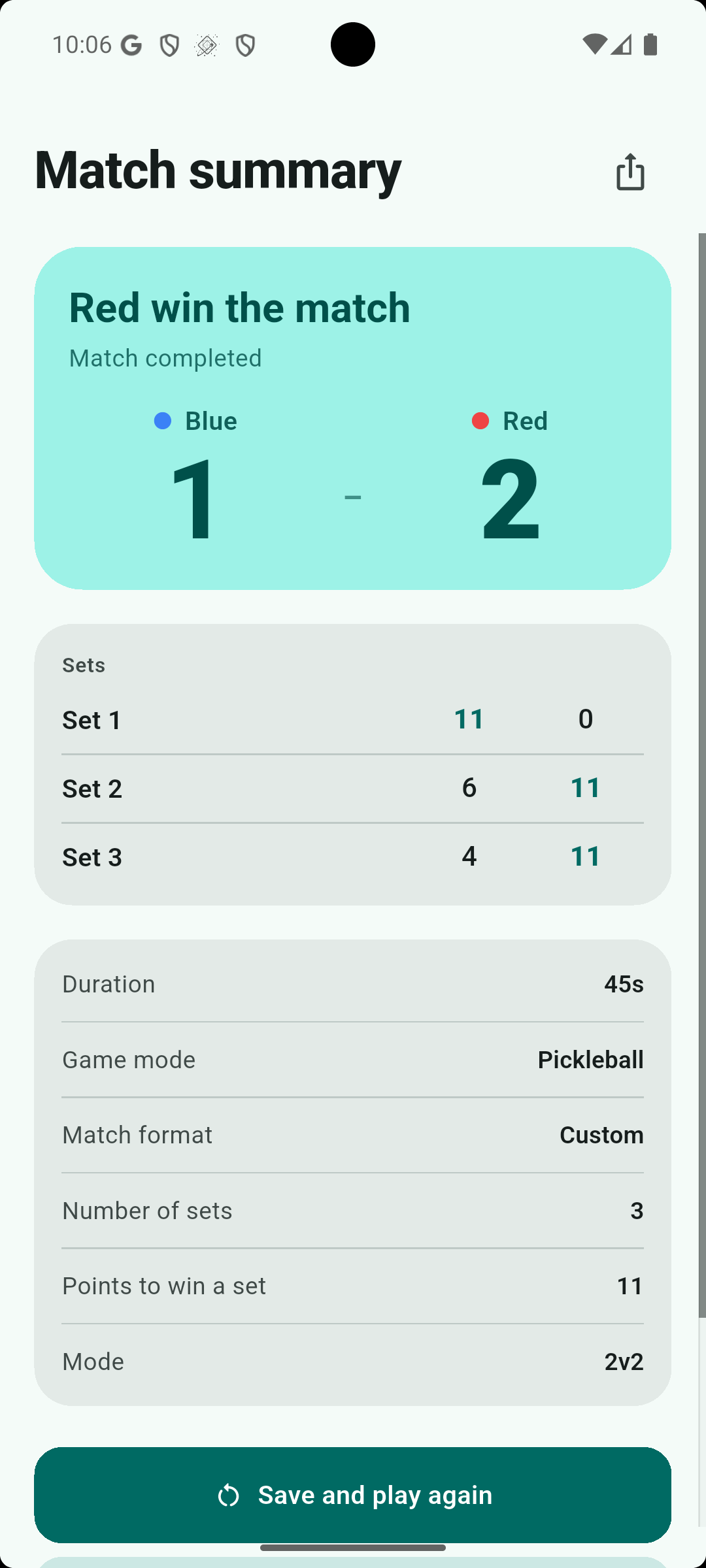 End-of-match summary