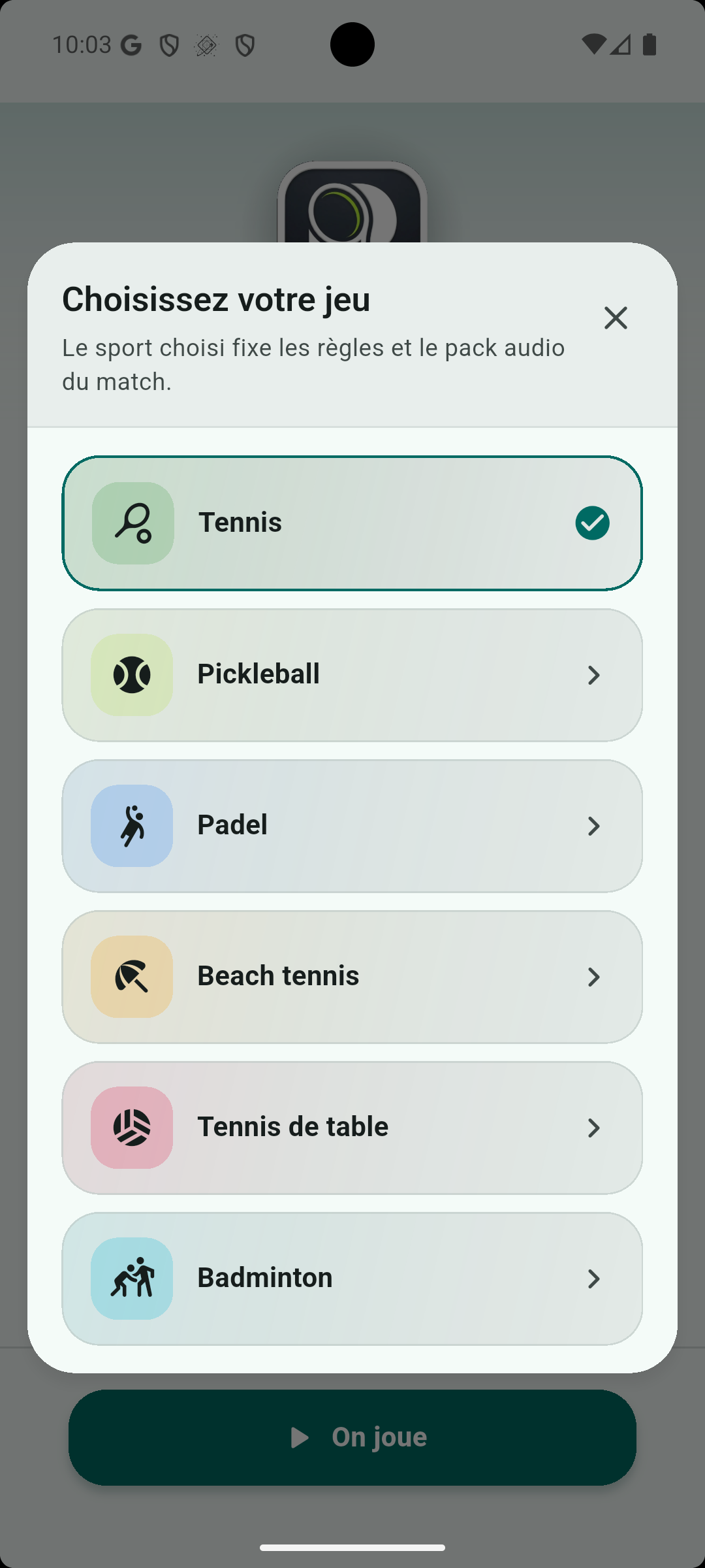 Choix du sport